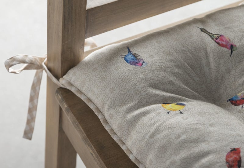 Maison d' Hermine Chair Pads for Dining Chairs Cotton Outer Fabric and Poly Filling 16"x16" Patio Seat Cushions for Furniture with Ties Home Chair Party Hall Farmhouse (Birdies On Wire, Pack of 2) - Image 4